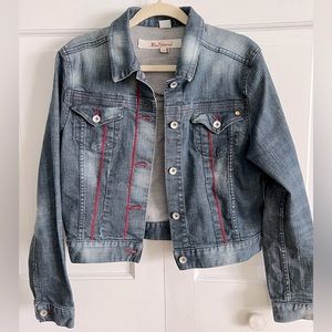 Ben Sherman Vintage Cropped Denim / Jean Jacket with red trim - Large